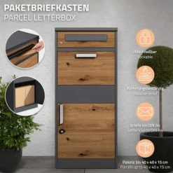 Pakkepostkasse 50x112x37 cm antracit/eg-look fremstillet af galvaniseret stål ML-design