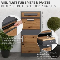 Pakkepostkasse 50x112x37 cm antracit/eg-look fremstillet af galvaniseret stål ML-design