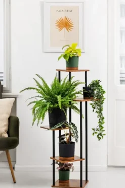 PALACE metal stående blomsterstander - sort stander til 5 blomsterpotter