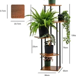 PALACE metal stående blomsterstander - sort stander til 5 blomsterpotter