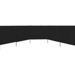 5-panelers foldbart læsejl - Beskyttelse mod vind | Farve: Sort | Størrelse: 600x160 cm