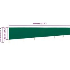 6-panels foldbart læsejl - UV-stof med træstænger | Farve: Grøn | Størrelse: 800x120 cm