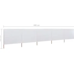5-panels læsejl 600x120 cm stof sandhvid - Læsejl - Læskærm - Home & Living