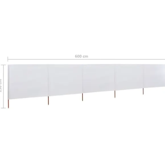 5-panels læsejl 600x120 cm stof sandhvid - Læsejl - Læskærm - Home & Living