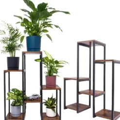 PANORAMA metal stående blomsterstativ til blomster og planter - 6-etagers VENGE