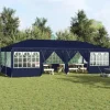 Party Tent - Utendørs Festtelt i Polyester og Stål | Farve: Blå og Hvid | Størrelse: 800x400x266 cm