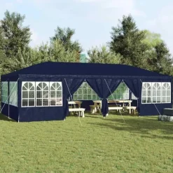 Party Tent - Utendørs Festtelt i Polyester og Stål | Farve: Blå og Hvid | Størrelse: 800x400x266 cm