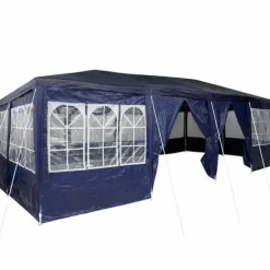 Party Tent - Utendørs Festtelt i Polyester og Stål | Farve: Blå og Hvid | Størrelse: 800x400x266 cm