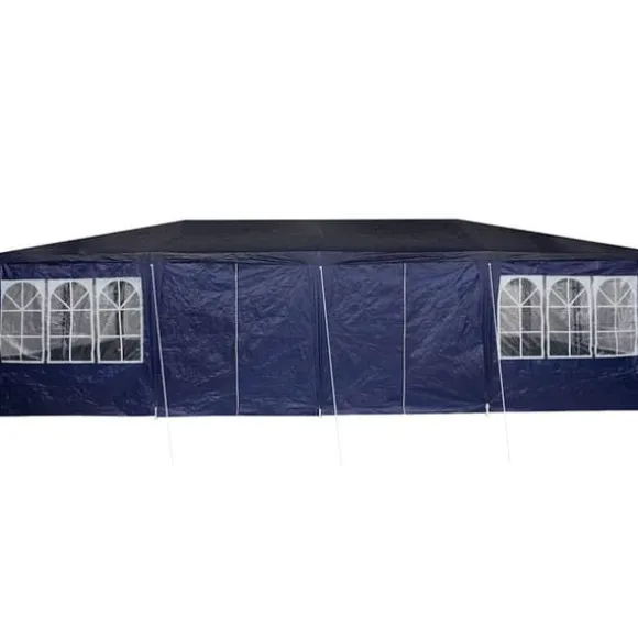 Party Tent - Utendørs Festtelt i Polyester og Stål | Farve: Blå og Hvid | Størrelse: 800x400x266 cm