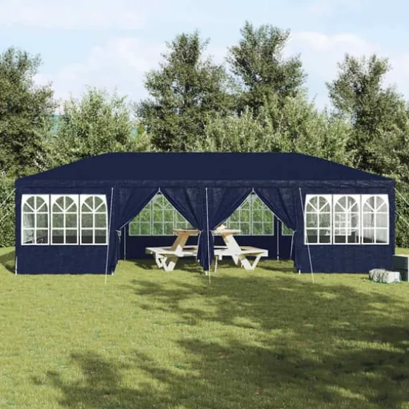 Party Tent - Utendørs Festtelt i Polyester og Stål | Farve: Blå og Hvid | Størrelse: 800x400x266 cm