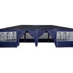 Party Tent - Utendørs Festtelt i Polyester og Stål | Farve: Blå og Hvid | Størrelse: 800x400x266 cm