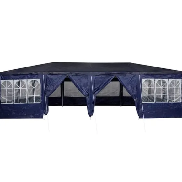 Party Tent - Utendørs Festtelt i Polyester og Stål | Farve: Blå og Hvid | Størrelse: 800x400x266 cm