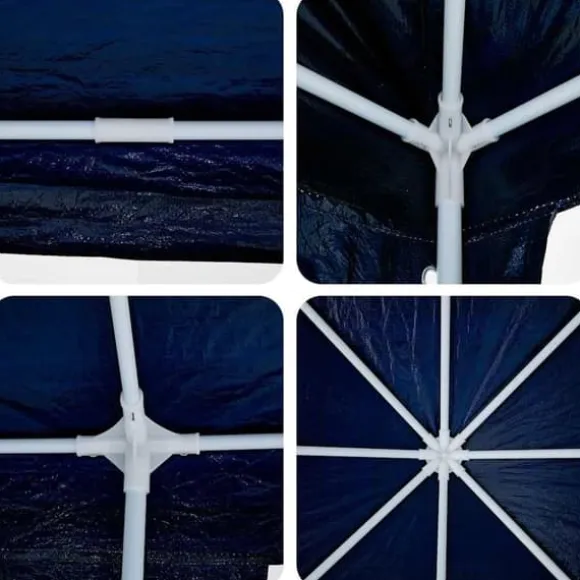 Party Tent - Utendørs Festtelt i Polyester og Stål | Farve: Blå og Hvid | Størrelse: 800x400x266 cm