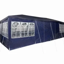 Party Tent - Utendørs Festtelt i Polyester og Stål | Farve: Blå og Hvid | Størrelse: 800x400x266 cm