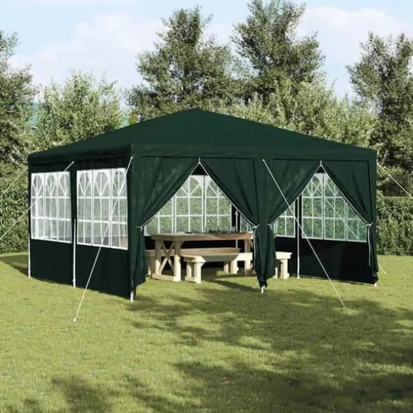 Party Tent Grøn og Hvid - Rummeligt Festtelt til Udendørs Arrangements | Størrelse: 400x400x266 cm