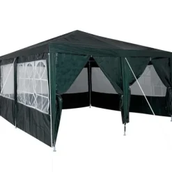 Party Tent Grøn og Hvid - Rummeligt Festtelt til Udendørs Arrangements | Størrelse: 400x400x266 cm