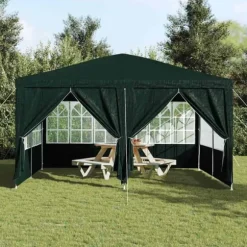 Party Tent Grøn og Hvid - Rummeligt Festtelt til Udendørs Arrangements | Størrelse: 400x400x266 cm