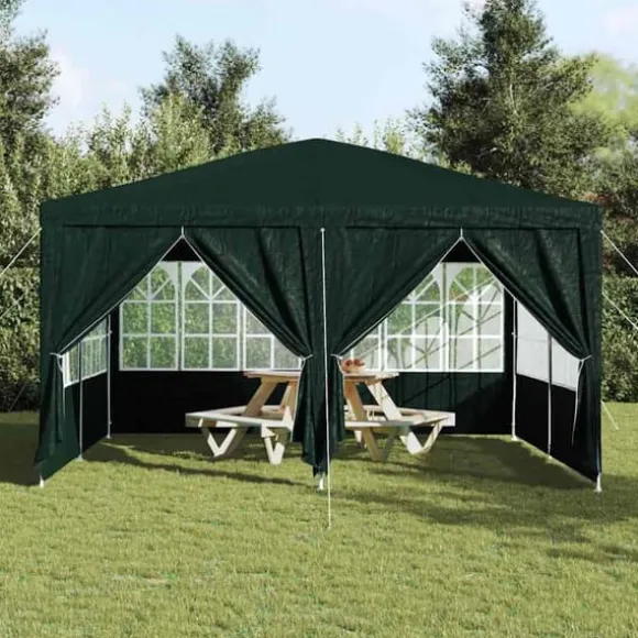 Party Tent Grøn og Hvid - Rummeligt Festtelt til Udendørs Arrangements | Størrelse: 400x400x266 cm