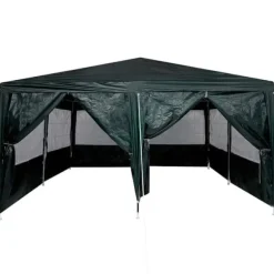 Party Tent Grøn og Hvid - Rummeligt Festtelt til Udendørs Arrangements | Størrelse: 400x400x266 cm