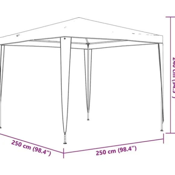 Partytält 2,5x2,5 m - UV- och vattenbeständigt utomhustält | Färg: Blå | Storlek: 2,5x2,5 m