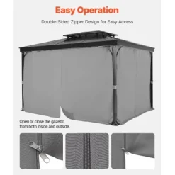 Pavillon Gardiner, 283x340x203.5 cm, Grå, Polyester