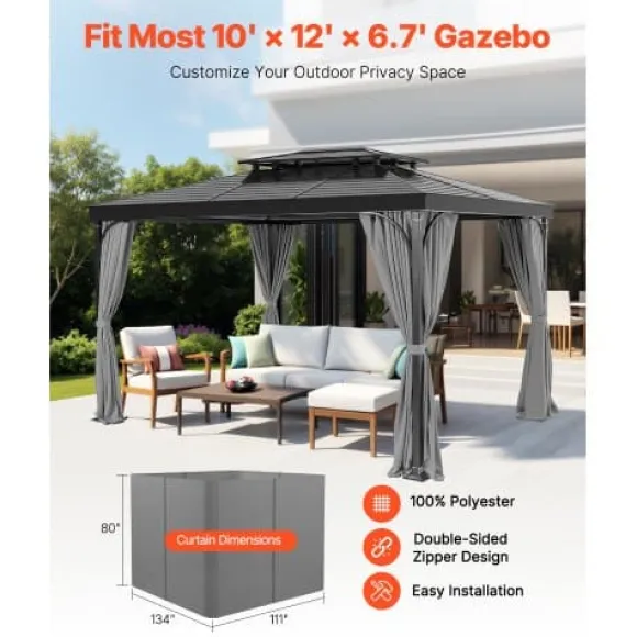 Pavillon Gardiner, 283x340x203.5 cm, Grå, Polyester