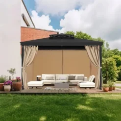 Pavillon Gardiner, 340x283x203 cm, Khaki, Vandtæt Polyester