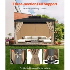 Pavillon Gardiner, 340x283x203 cm, Khaki, Vandtæt Polyester