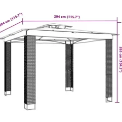 Pavillon med dobbelt tag - Stål | Farve: Creme | Størrelse: 2,94x2,94 m