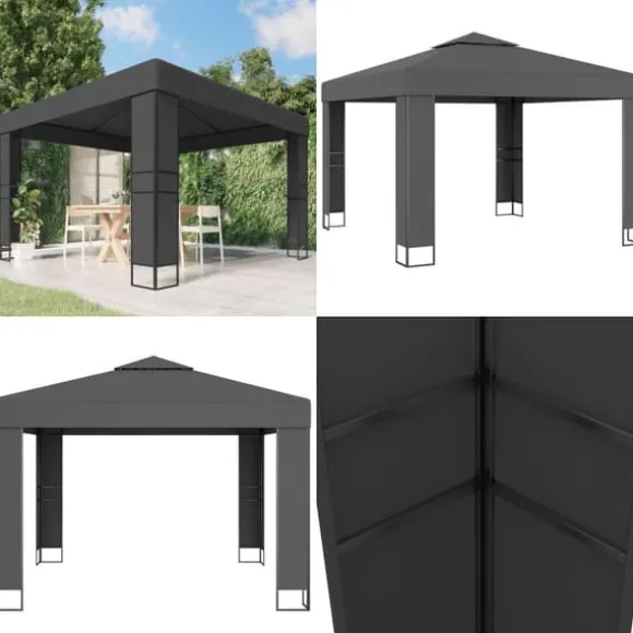 Pavillon med dobbelttag 3x3 m antracitgrå - Pavillon - Pavilloner - Home & Living
