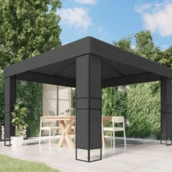 Pavillon med dobbelttag 3x3 m antracitgrå - Pavillon - Pavilloner - Home & Living