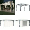 Pavillon med gardin + LED-lyskæder 400x300 cm aluminium creme - Pavillon - Pavilloner - Home & Living