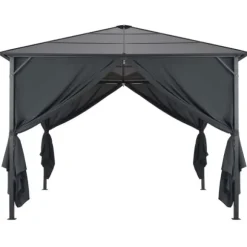 Pavillon med gardin aluminium 3 x 3 m sort - Pavillon - Pavilloner - Home & Living