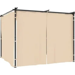 Pavillon med gardiner 3x3 m - Stabil stål konstruktion | Farve: Cremefarvet