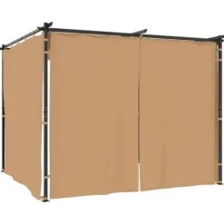 Pavillon med gardiner 3x3 m - Vandafvisende & UV-bestandig | Farve: Gråbrun | Stålstruktur