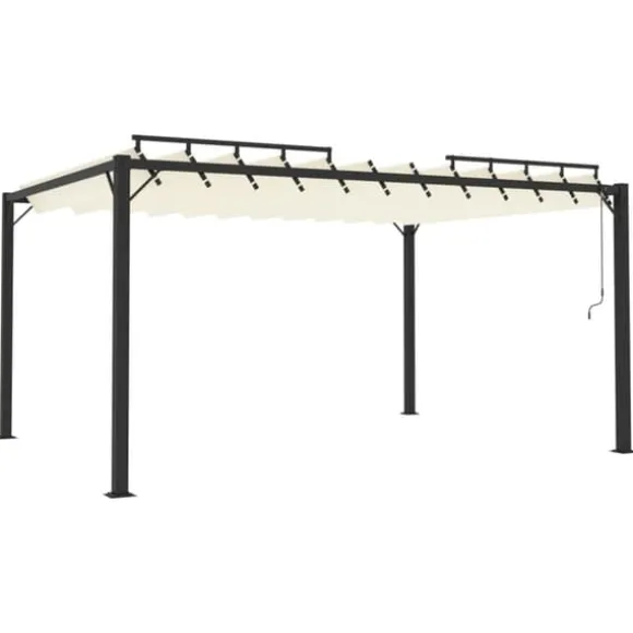 Pavillon med lameltag - Elegante udendørs møbler | Farve: Creme | Størrelse: 3x4 m