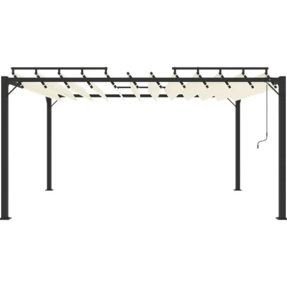 Pavillon med lameltag - Elegante udendørs møbler | Farve: Creme | Størrelse: 3x4 m