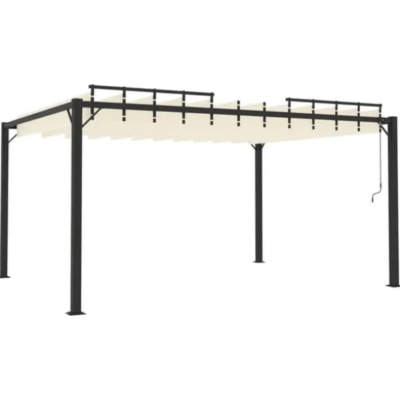 Pavillon med lameltag - Elegante udendørs møbler | Farve: Creme | Størrelse: 3x4 m