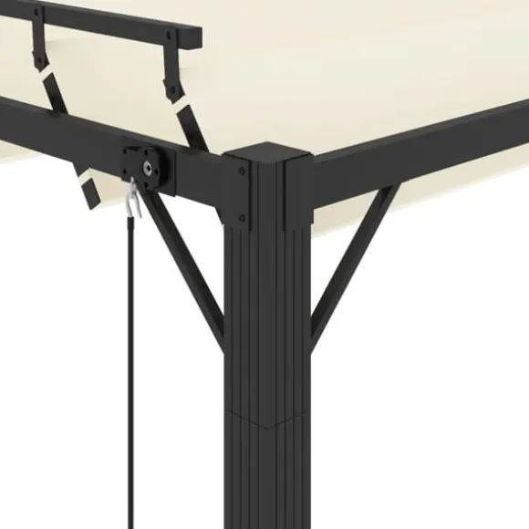 Pavillon med lameltag - Elegante udendørs møbler | Farve: Creme | Størrelse: 3x4 m