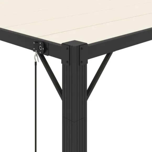 Pavillon med lameltag - Elegante udendørs møbler | Farve: Creme | Størrelse: 3x4 m