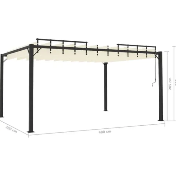 Pavillon med lameltag - Elegante udendørs møbler | Farve: Creme | Størrelse: 3x4 m