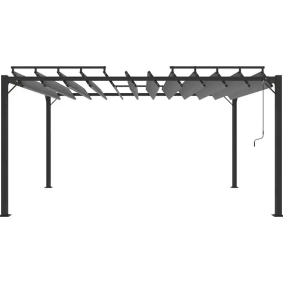 Pavillon med lameltag 3x4 m aluminium og stof antracitgrå - Havepavillon - Havepavilloner - Home & Living
