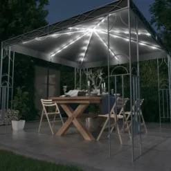 Pavillon med LED-lyskæder – Solbeskyttelse til udendørsbegivenheder | Størrelse: 300x300 cm | Farve: Antracitgrå