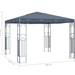 Pavillon med LED-lyskæder – Solbeskyttelse til udendørsbegivenheder | Størrelse: 300x300 cm | Farve: Antracitgrå
