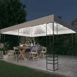 Pavillon med LED-lyskæder - Ideel til udendørs arrangementer | Størrelse: 4x3x2,7 m | Farve: Hvid