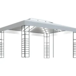 Pavillon med LED-lyskæder - Ideel til udendørs arrangementer | Størrelse: 4x3x2,7 m | Farve: Hvid