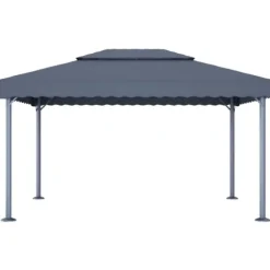 Pavillon med LED-lyskæder - Elegante udendørs solskærm | Farve: Antracitgrå | Størrelse: 400x300 cm