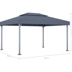 Pavillon med LED-lyskæder - Elegante udendørs solskærm | Farve: Antracitgrå | Størrelse: 400x300 cm