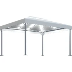 Pavillon med LED-lyskæder 400x300 cm aluminium cremefarvet - Pavillon - Pavilloner - Home & Living