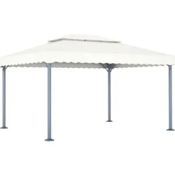 Pavillon med LED-lyskæder 400x300 cm aluminium cremefarvet - Pavillon - Pavilloner - Home & Living